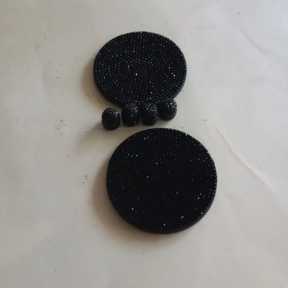 🚘Car Coasters & Tire Cap Bling Set - Black Rhinestones